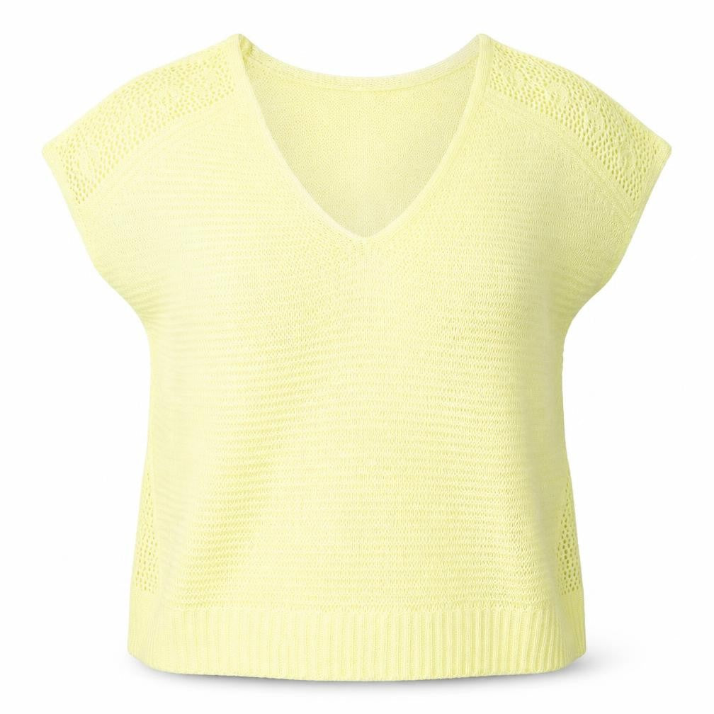 Marks & Spencer Womens Yellow V-Neck  Acrylic Pullover Jumper Size 20
