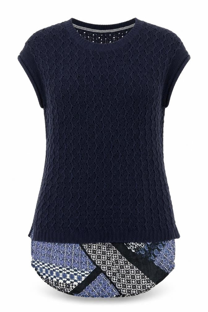 Papaya Womens Blue Round Neck  Acrylic Pullover Jumper Size L