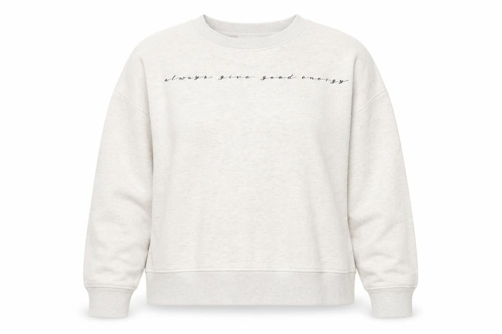 Preworn Womens Beige  Polyester Pullover Sweatshirt Size L   - Always give good energy