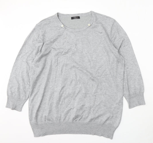 BM Womens Grey Round Neck  Viscose Pullover Jumper Size L