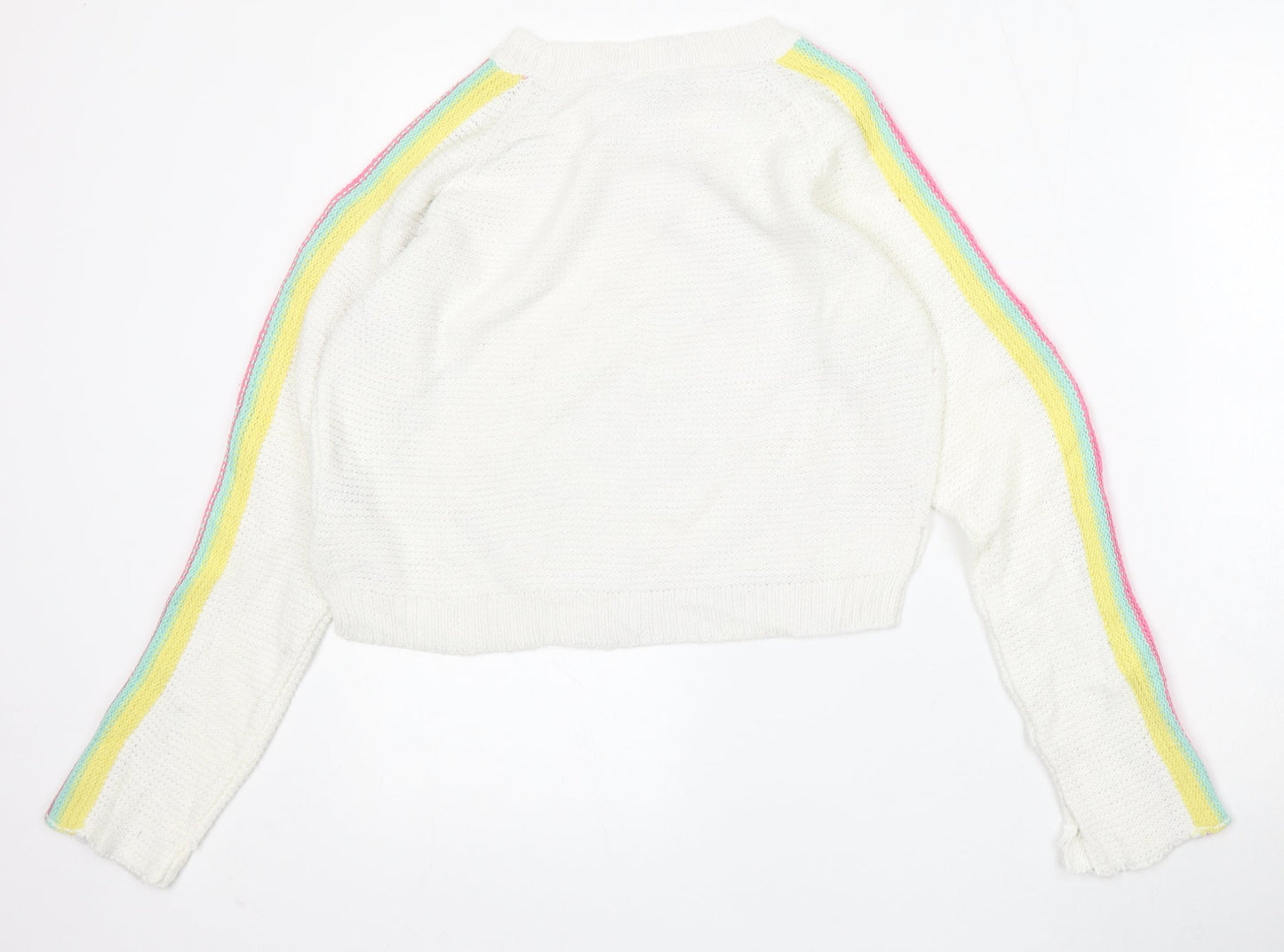 Derek Heart Womens White Round Neck  Acrylic Pullover Jumper Size M
