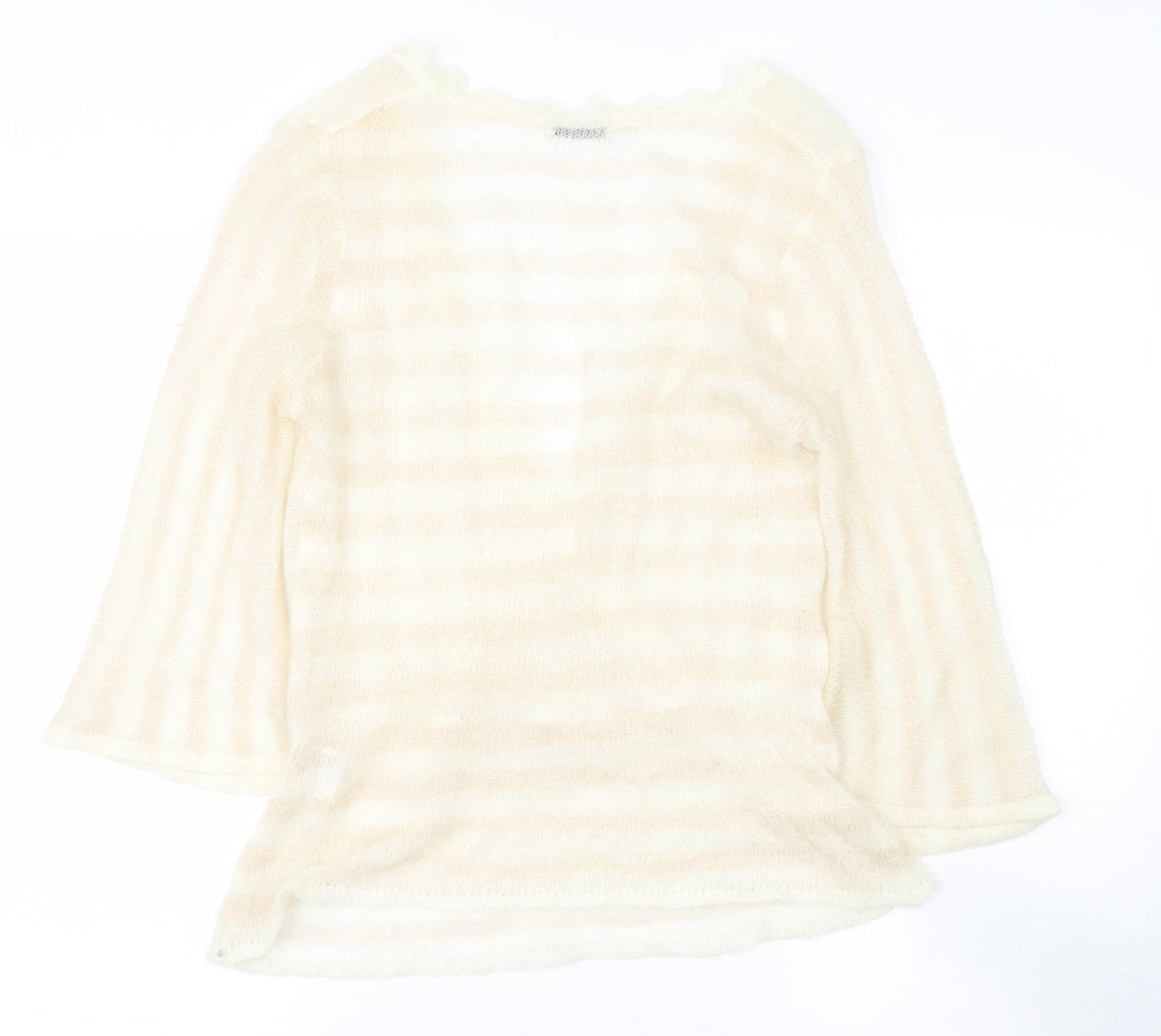 VILA Womens Beige  Acrylic Basic Blouse Size M V-Neck