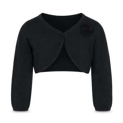 DRESS SHOP Girls Black V-Neck  Cotton Cardigan Jumper Size 6-7 Years
