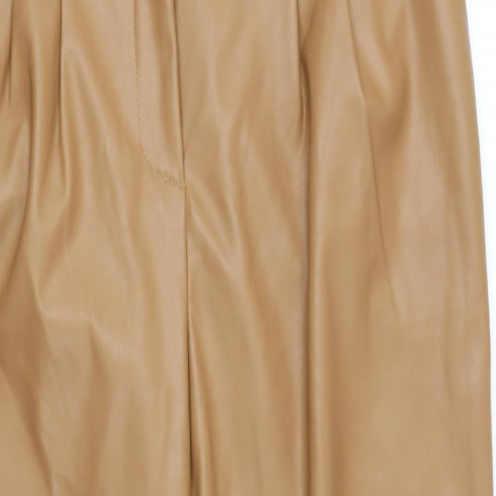 TOP SHOP Womens Beige  Polyester Dress Pants Trousers Size 18 L26 in Regular