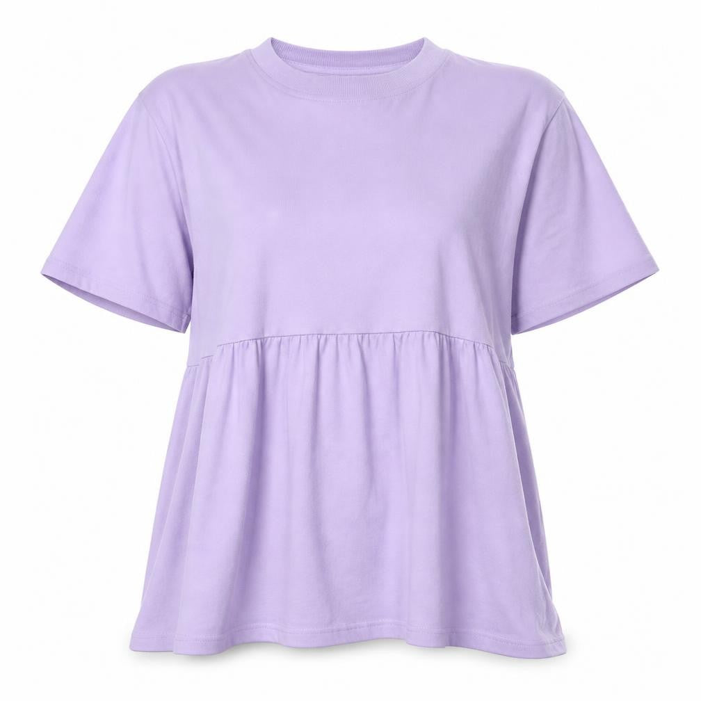 Divided Womens Pink  Cotton Basic Blouse Size S Round Neck