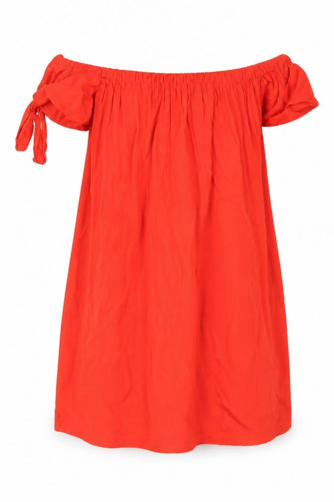 Mango Womens Orange  Viscose Basic Blouse Size 8 Off the Shoulder
