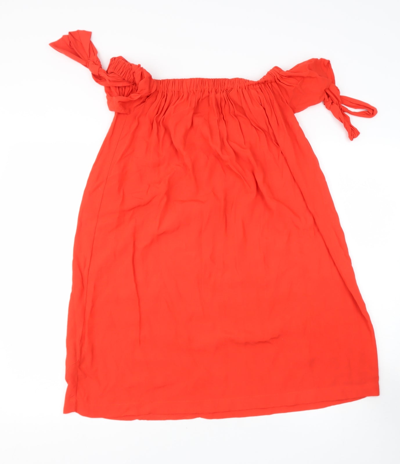 Mango Womens Orange  Viscose Basic Blouse Size 8 Off the Shoulder
