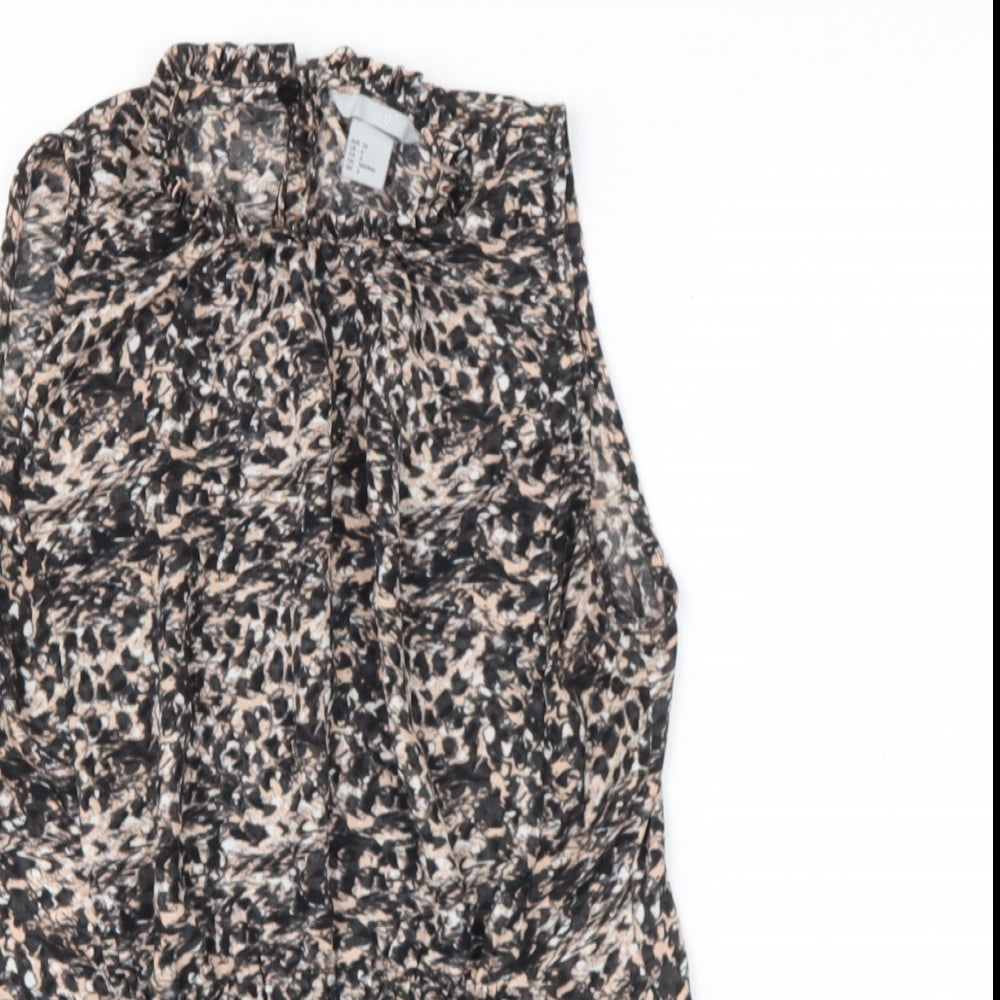 H&M Womens Black  Polyester Basic Blouse Size 8 Mock Neck
