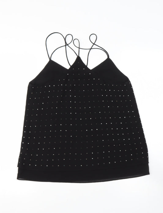 NEW LOOK  Womens Black  Polyester Camisole Blouse Size 6 V-Neck