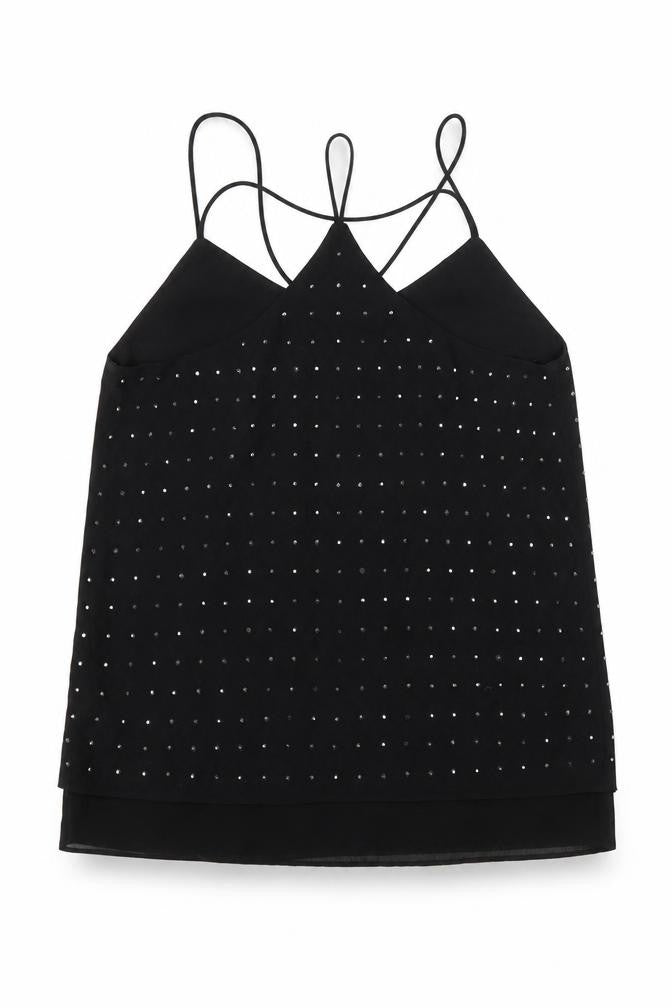 NEW LOOK  Womens Black  Polyester Camisole Blouse Size 6 V-Neck