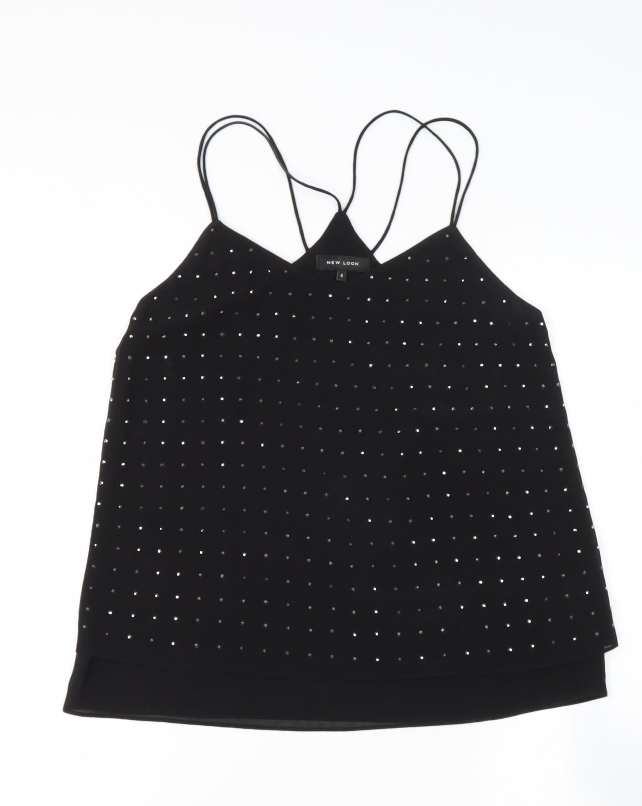 NEW LOOK  Womens Black  Polyester Camisole Blouse Size 6 V-Neck