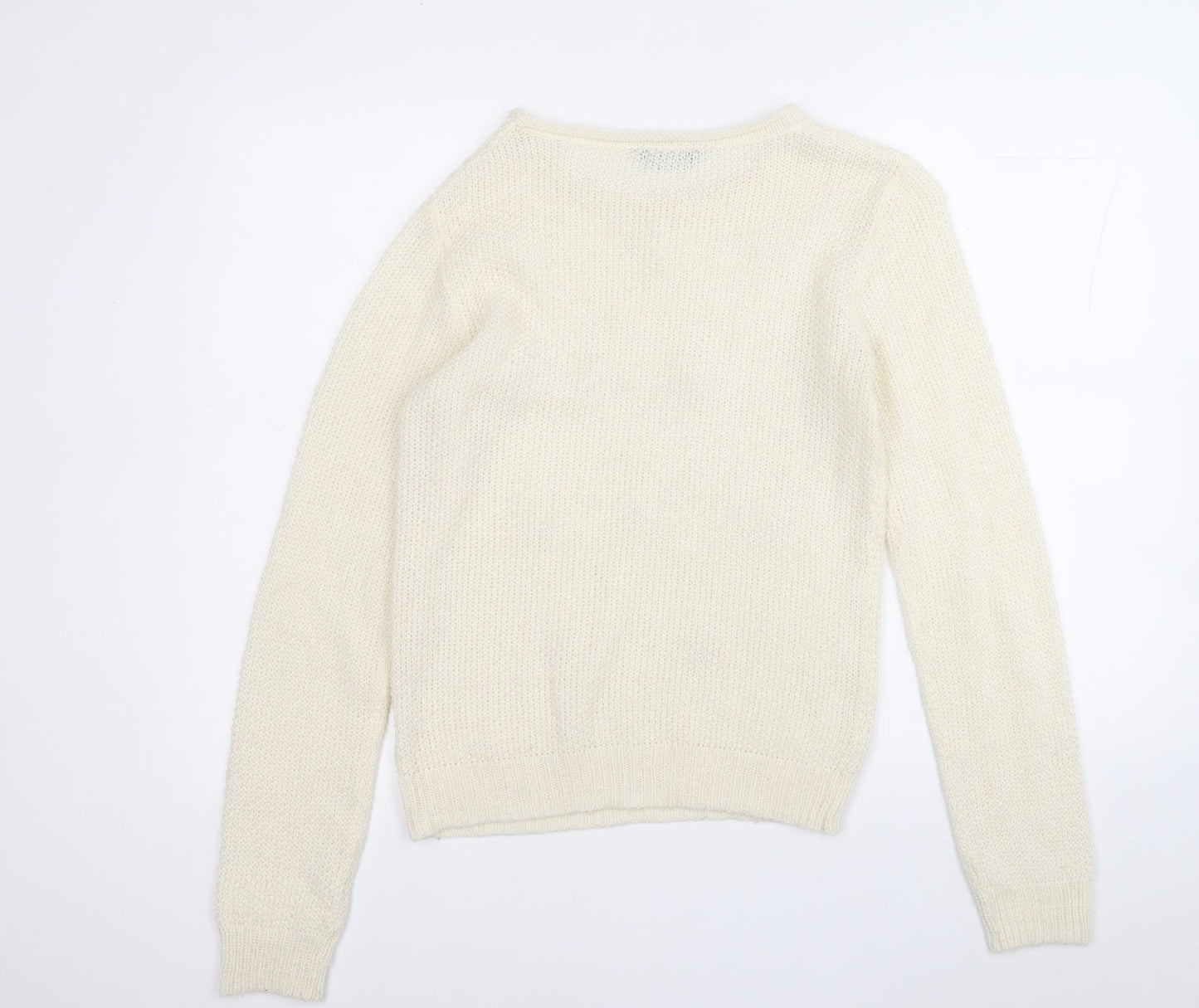 Dorothy Perkins Womens Yellow Round Neck Geometric Acrylic Pullover Jumper Size 10