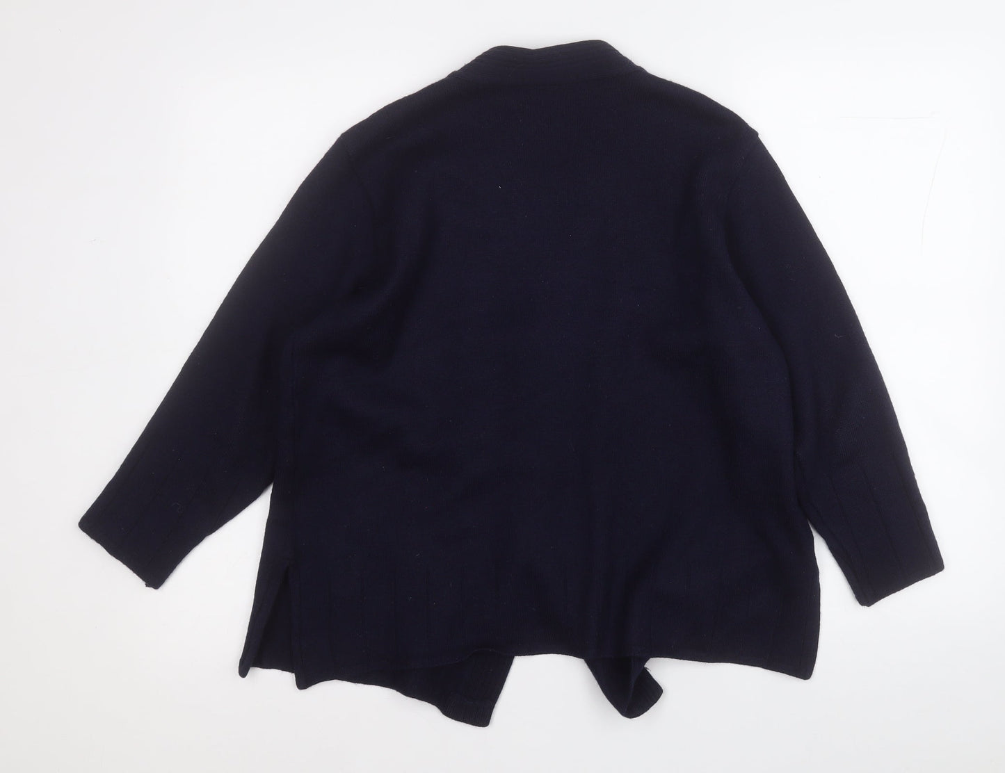 view Womens Blue V-Neck  Wool Cardigan Jumper Size L
