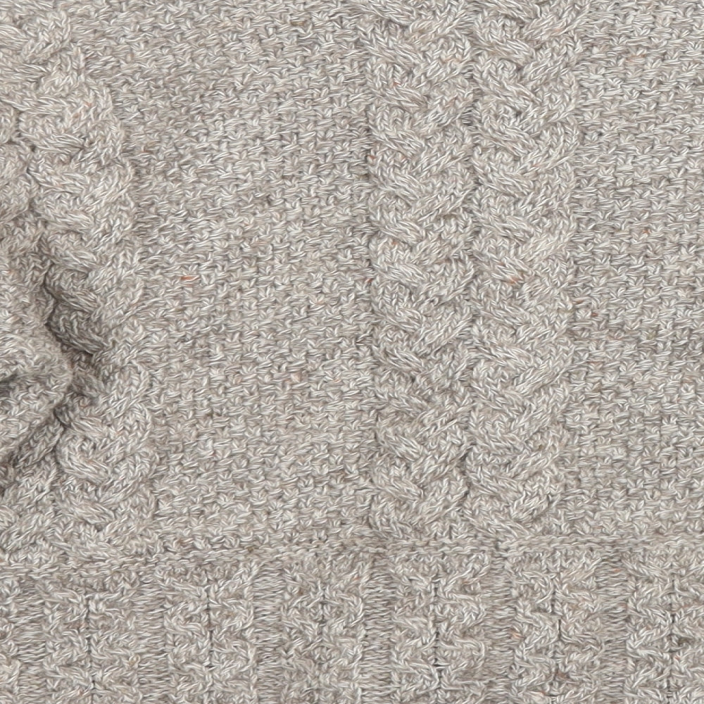 Emeralo Design  Womens Beige Collared  Acrylic Cardigan Jumper Size M