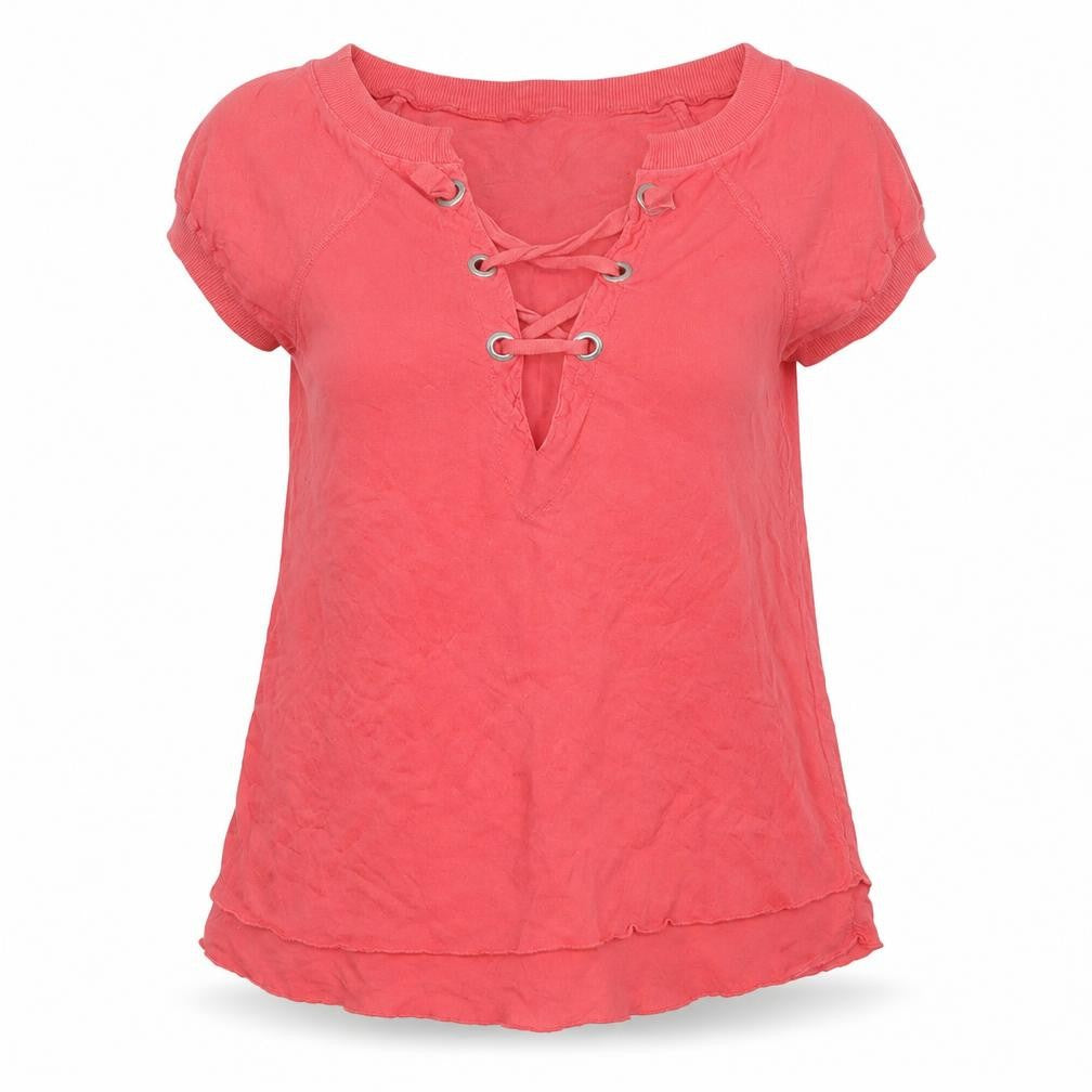 Republic Womens Pink  Cotton Basic T-Shirt Size XS V-Neck