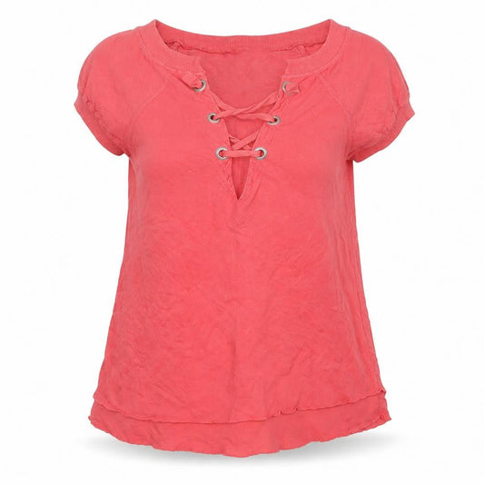 Republic Womens Pink  Cotton Basic T-Shirt Size XS V-Neck