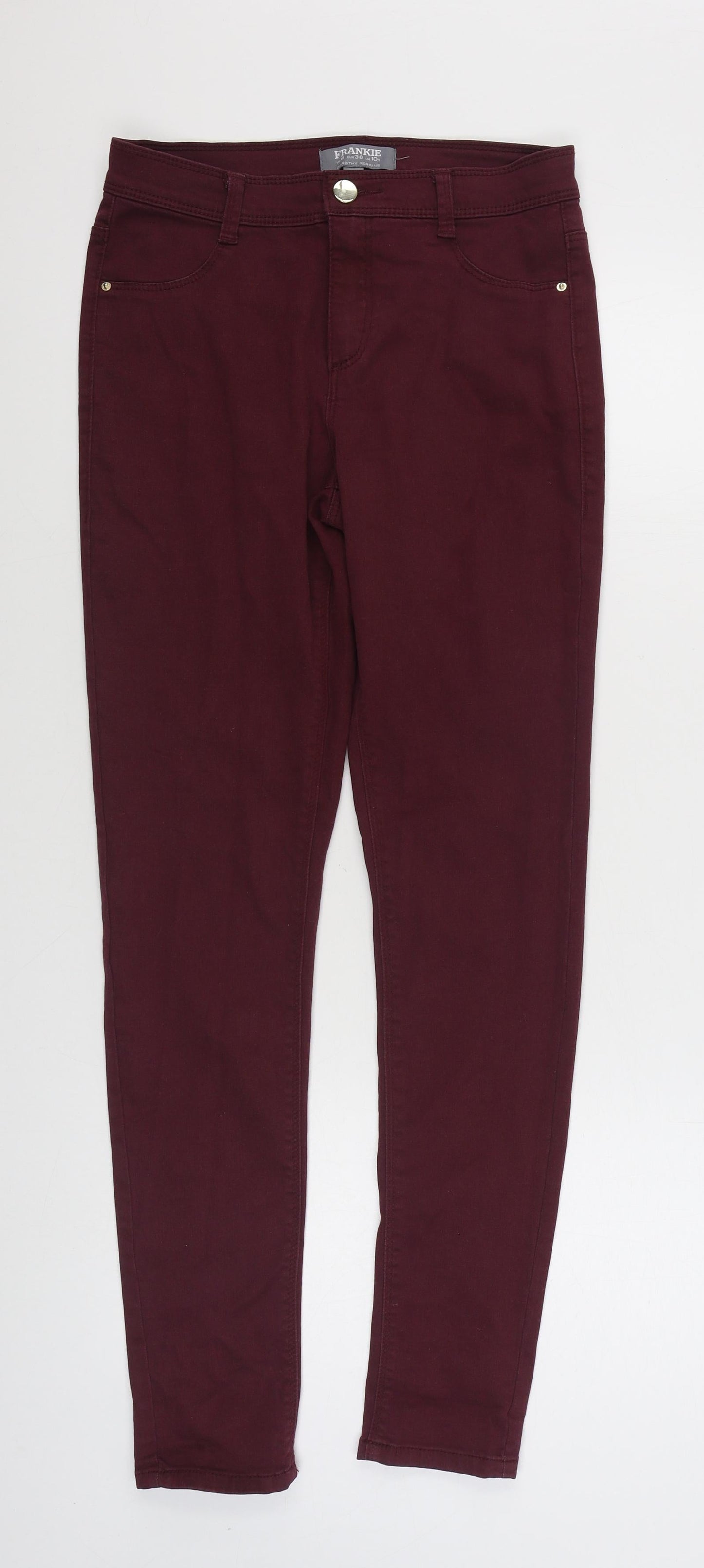 Dorothy Perkins Womens Purple  Cotton Skinny Jeans Size 10 L29 in Regular Zip