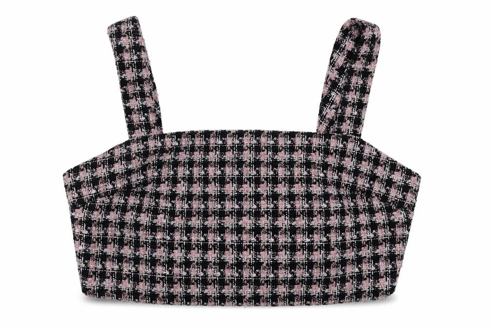 Primark Womens Pink Houndstooth Polyester Cropped Tank Size 12 Square Neck