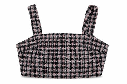 Primark Womens Pink Houndstooth Polyester Cropped Tank Size 12 Square Neck