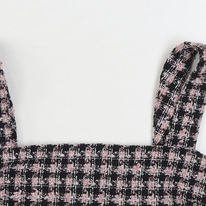 Primark Womens Pink Houndstooth Polyester Cropped Tank Size 12 Square Neck