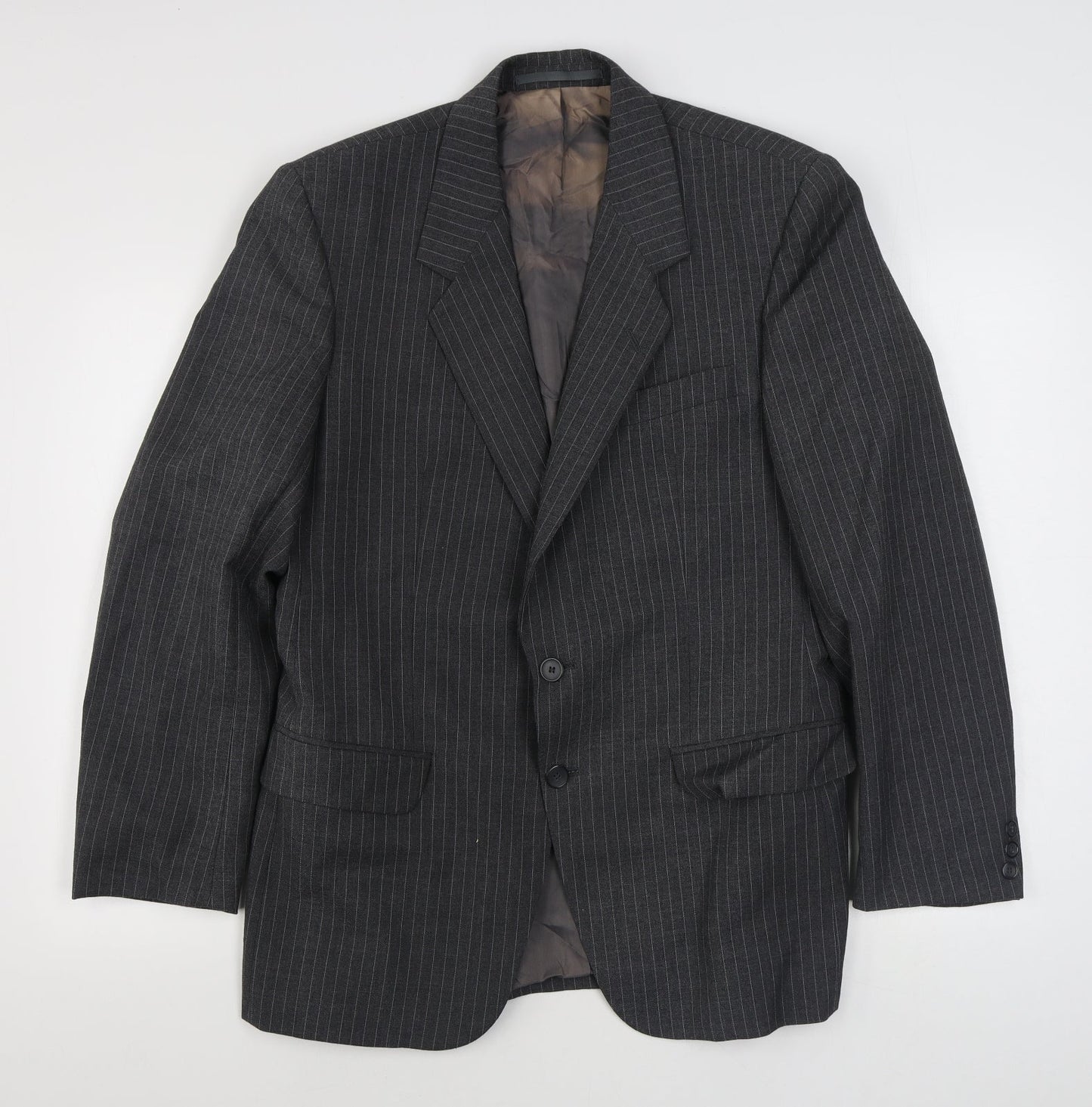 C&A  Mens Grey Striped Wool Jacket Suit Jacket Size 40