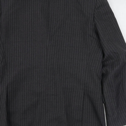 Preloved C&A  Mens Grey Striped Wool Jacket Suit Jacket Size 40 - Label