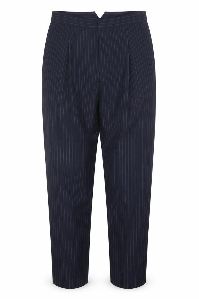 H&M Womens Blue Striped Polyester Trousers  Size 8 L28 in Regular Hook & Eye