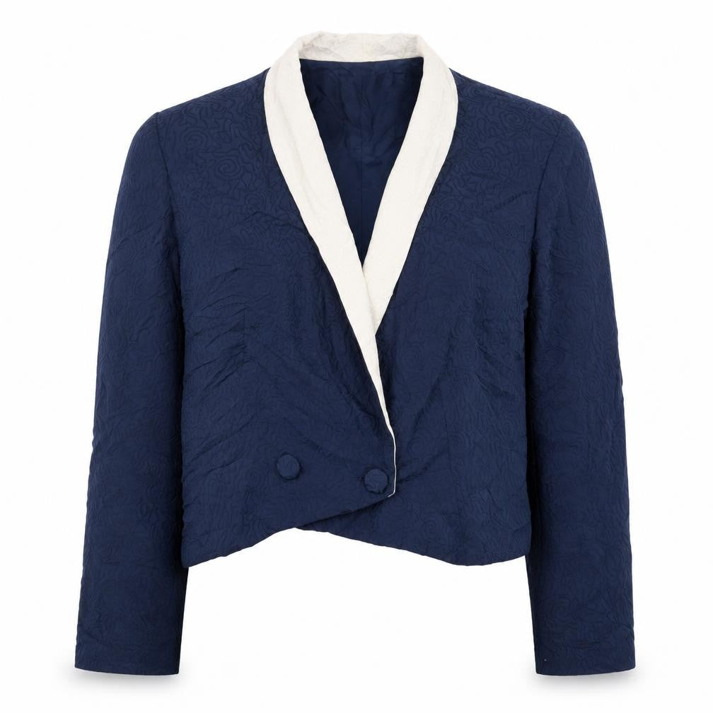 Condici Womens Blue Geometric  Jacket Blazer Size 14  Button