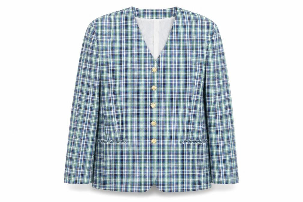 Bianca Womens Beige Plaid  Jacket Blazer Size 16  Button