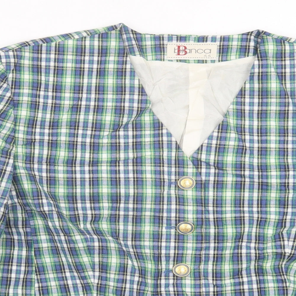 Bianca Womens Beige Plaid  Jacket Blazer Size 16  Button