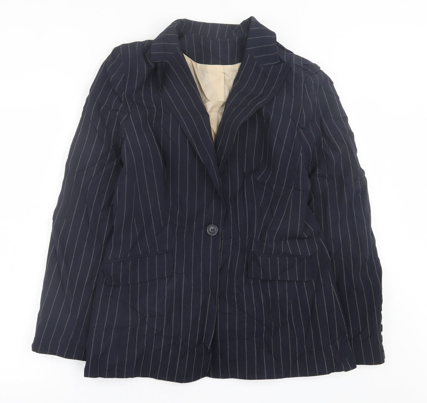 Dorothy Perkins Womens Blue Striped  Jacket Blazer Size 14  Button