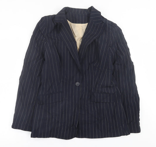 Dorothy Perkins Womens Blue Striped  Jacket Blazer Size 14  Button