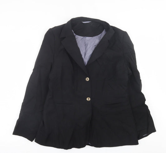 Essentials Womens Black   Jacket Blazer Size 14  Button