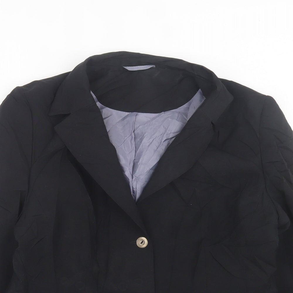 Essentials Womens Black   Jacket Blazer Size 14  Button