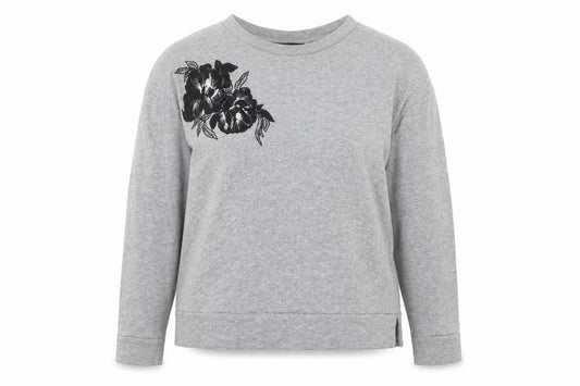 Marks and Spencer Womens Grey Floral Cotton Pullover Sweatshirt Size 14  Pullover