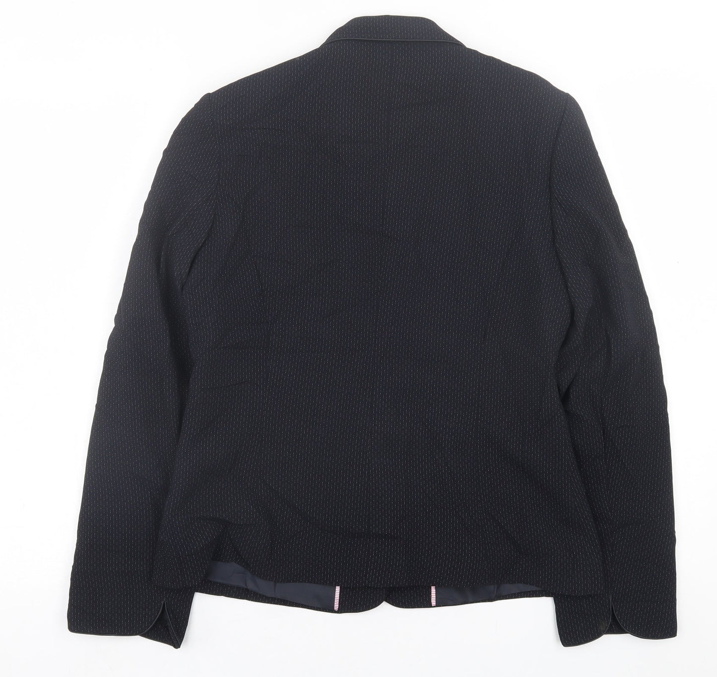 Klass Womens Black Geometric  Jacket Blazer Size 12  Button