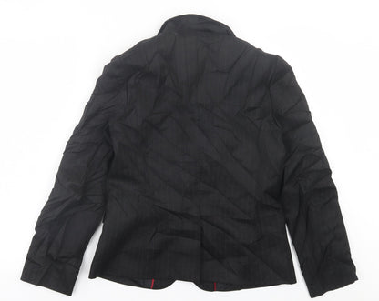 Preloved John Lewis Womens Black Striped  Jacket Blazer Size 12  Button - Back
