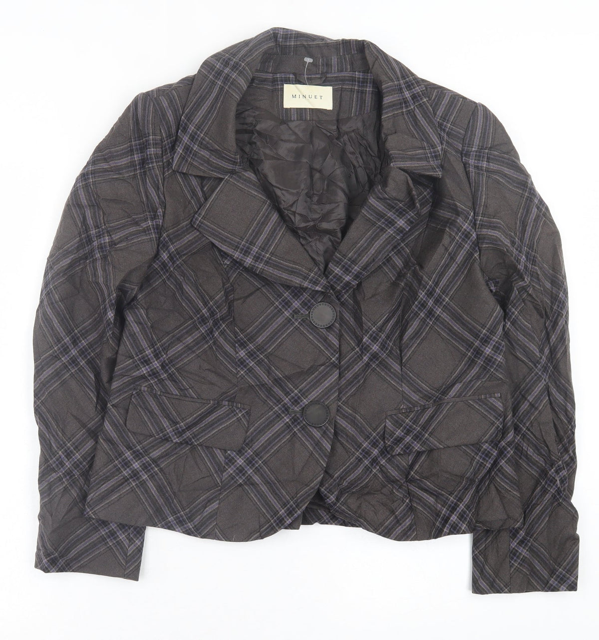 Minuet Womens Grey Plaid  Jacket Blazer Size 16  Button