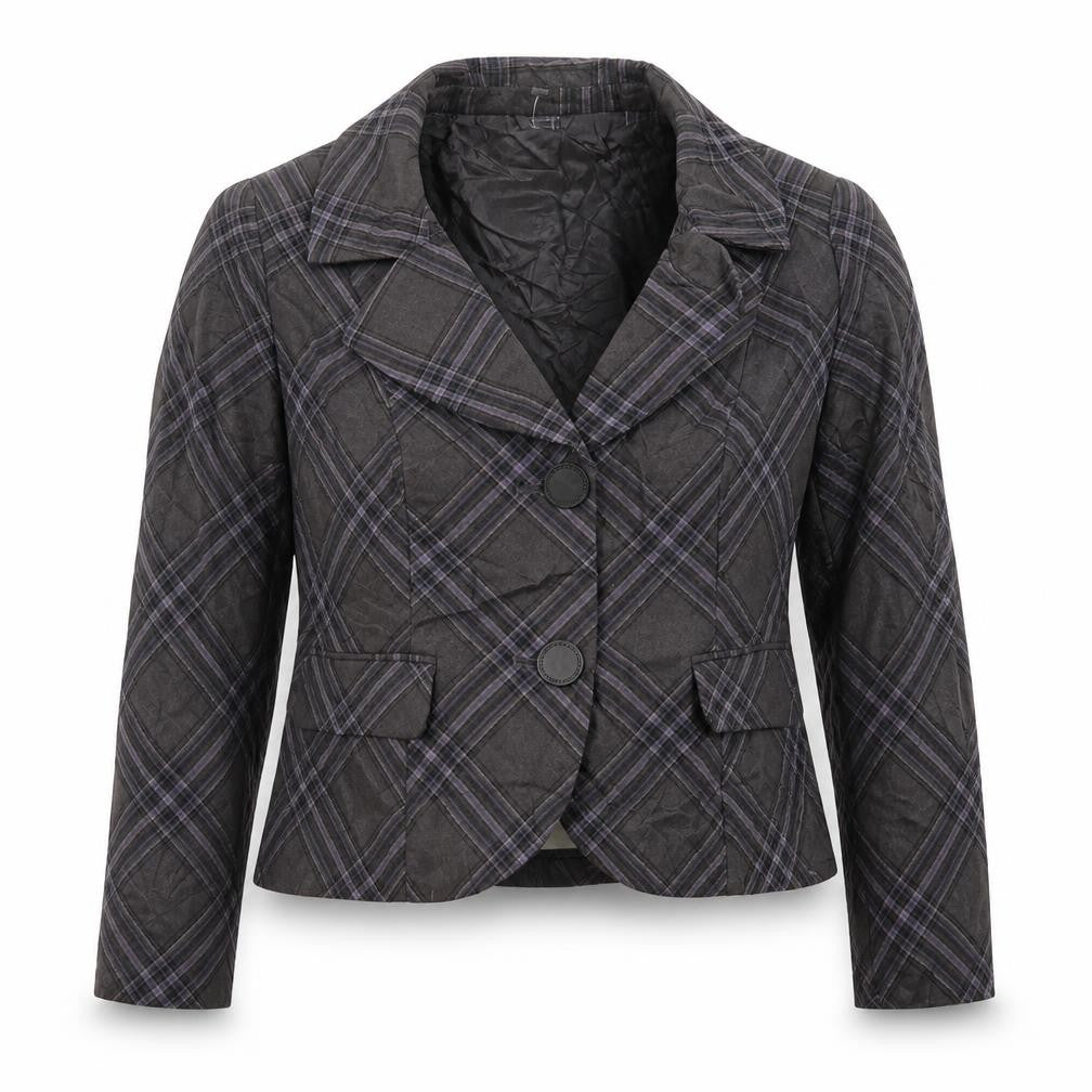 Minuet Womens Grey Plaid  Jacket Blazer Size 16  Button