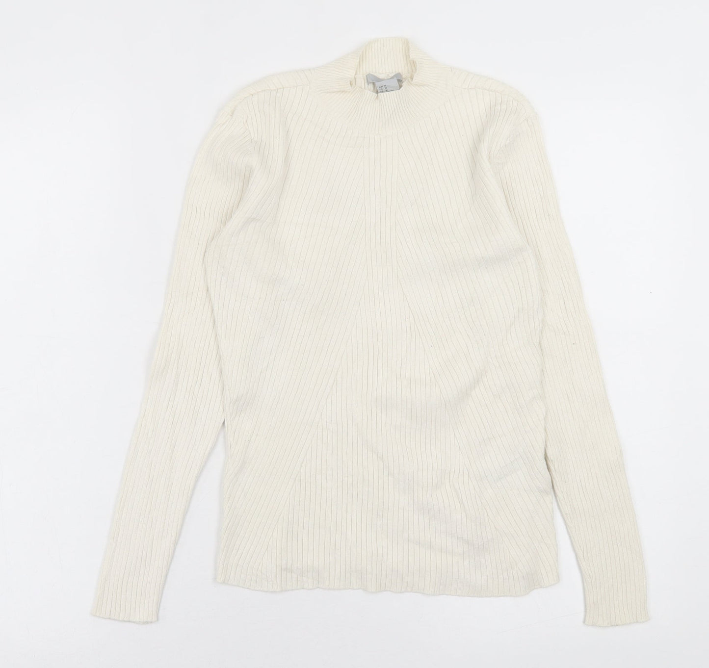 H&M Womens Ivory High Neck  Viscose Pullover Jumper Size M