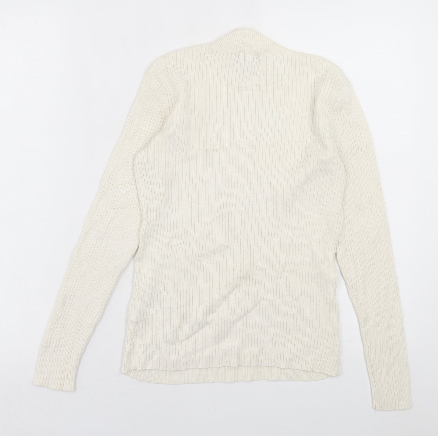 H&M Womens Ivory High Neck  Viscose Pullover Jumper Size M