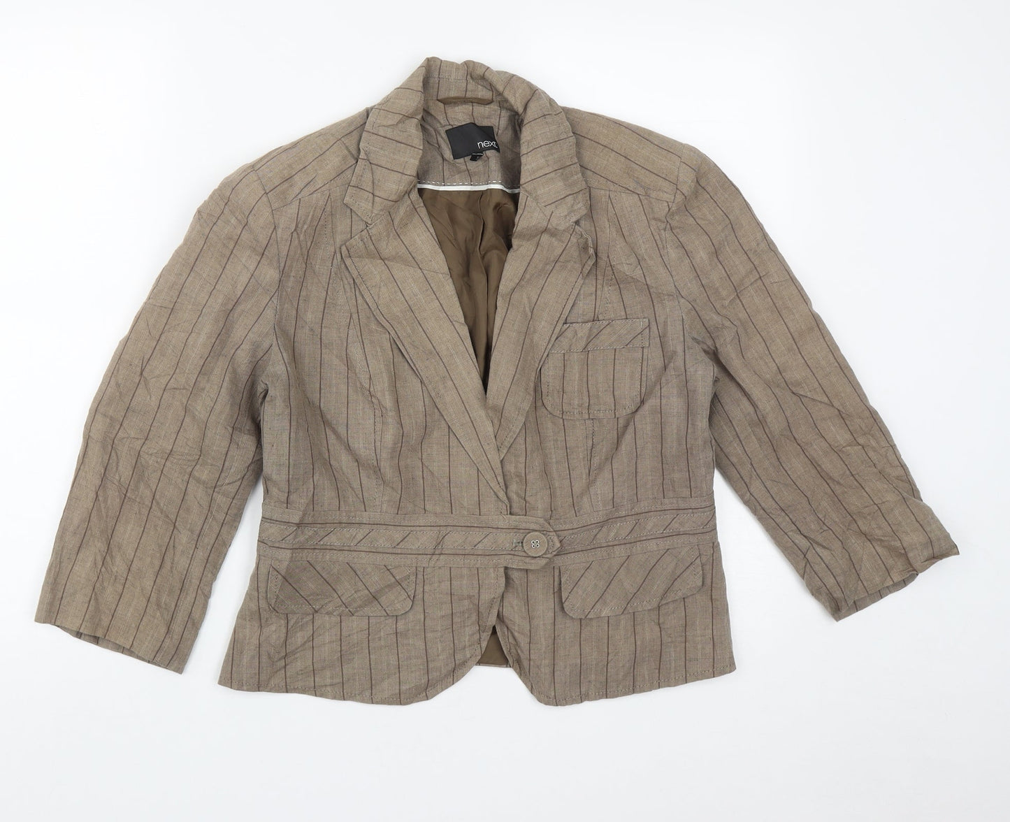 NEXT Womens Brown Striped  Jacket  Size 14  Button