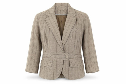 Next Womens Brown Striped  Jacket  Size 14  Button
