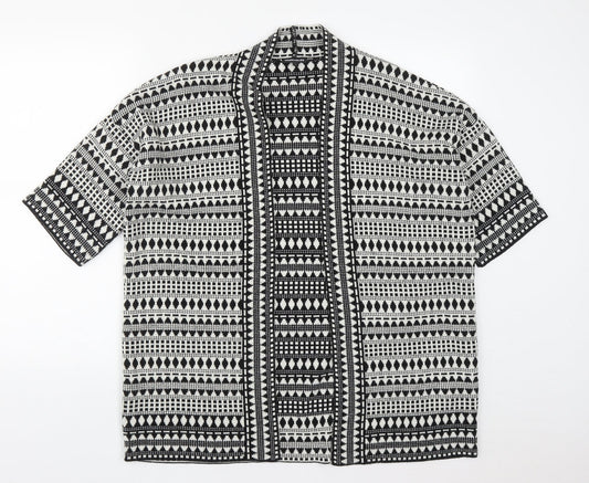 Warehouse Womens Gold V-Neck Geometric Acrylic Cardigan Jumper Size S