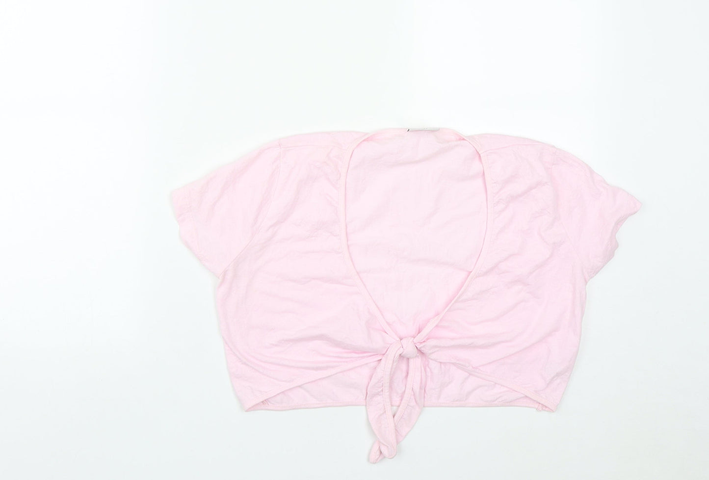 NEXT Womens Pink  Cotton Cropped T-Shirt Size 10 V-Neck