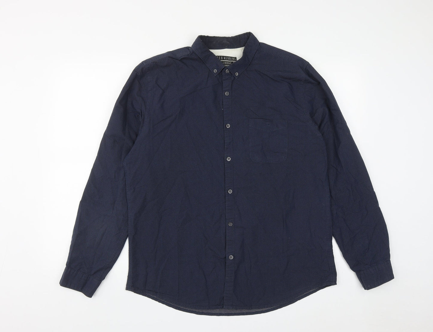 Debenhams Mens Blue  Cotton  Button-Up Size L Collared Button