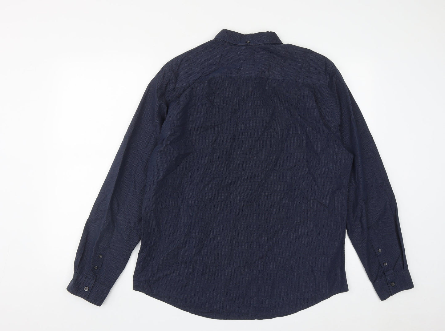 Debenhams Mens Blue  Cotton  Button-Up Size L Collared Button
