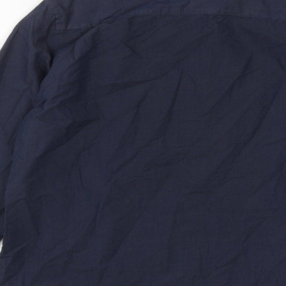 Debenhams Mens Blue  Cotton  Button-Up Size L Collared Button