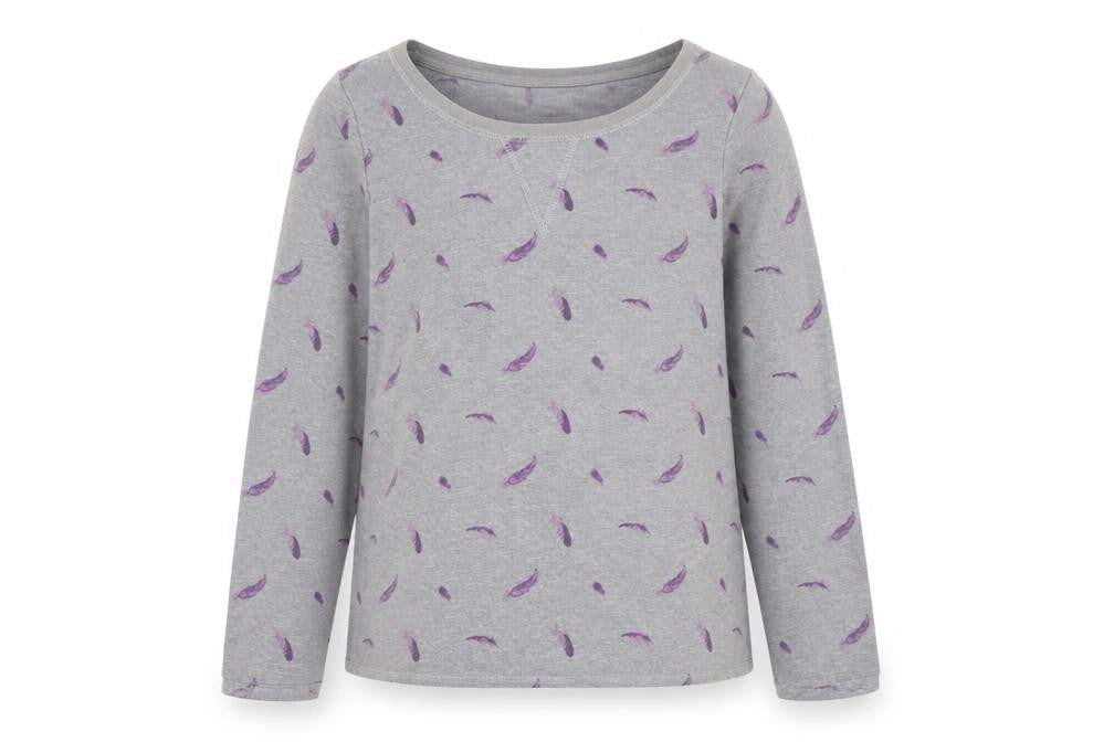ESMARA Womens Grey Geometric Cotton Pullover Sweatshirt Size S  Pullover
