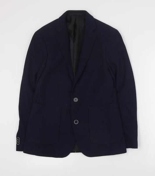 Burton Mens Blue  Polyester Jacket Suit Jacket Size S
